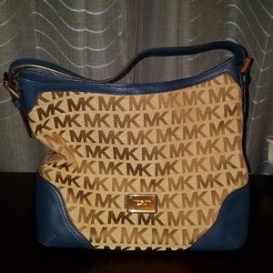 MK blue and tan purse